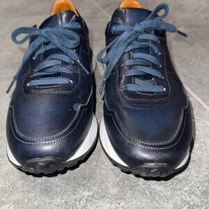 Magnanni - Navy Blue Leather Sneakers - Casual Shoes - 9M - 43 - Style # - 25863